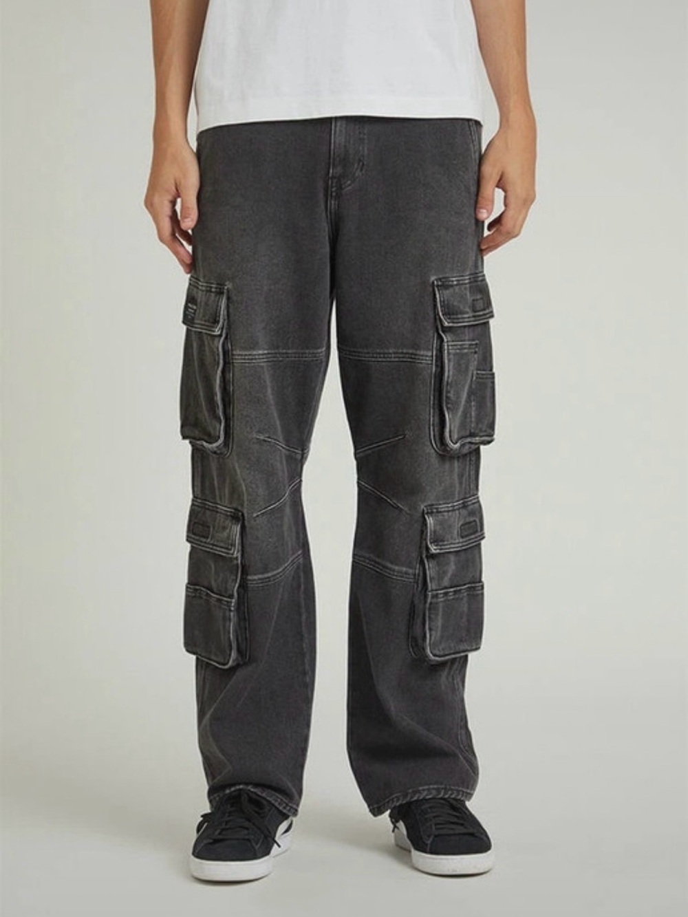 Pacsun Wilde Baggy Cargo Jeans Black Waist 30x32